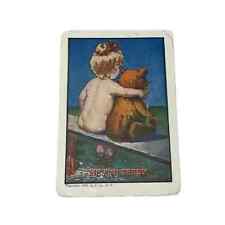 Postcard Me and Teddy Little Girl on Bench Antique c1907 JA picture