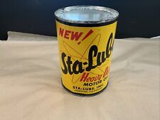 NOS Full NEW Sta-Lube Heavy Duty Motor Oil Can Metal Quart Compton CA picture