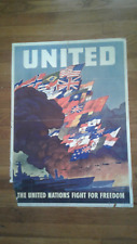 WW2 United fight for freedom 1943 Leslie Ragan original poster picture