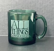 Vintage All Things Considered NPR Emerald Green Coffee Tea Mug Made in USA picture