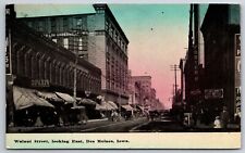 Des Moines Iowa~Walnut Street Looking East~B&W Photo~PM 1912~Vintage Postcard picture