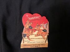 Vintage Boxing Kangaroos Boxing Let’s Ring the Bell Valentine Card c. 1940s picture