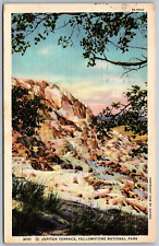 Yellowstone Park Wyoming 1938 Postcard Jupiter Terrace Spiceland Indiana Cancel picture