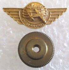 Vintage United Air Lines Airlines 100,000 Miles Award Wings Lapel Pin-Screw Back picture
