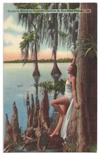 Florida c1940's Beautiful Woman, Cypress Gardens, lake picture