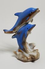 Pair of Blue Dolphins Leaping in the Surf Figurines 5.5