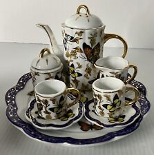 Baum Brothers Small Porcelain Butterfly Design Tea Set - Cobalt w Blue Accents picture