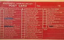 Vintage Successful Farming Ballot Postcard. Humorous Questionnaire Card. #-4812 picture