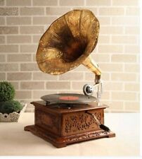 Vintage Antique Look Gramophone Fully Working Phonograph, win-up record player picture