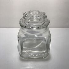 Vintage Anchor Hocking Apothecary Square Jar With All Glass Lid 5.5”T 3.75 in.²￼ picture