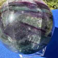 445g Natural Feather Fluorite Quartz Sphere Crystal Ball Reiki Healing Decor picture