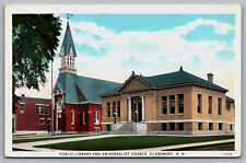 Clairmont NH New Hampshire -  Public Library & Universalist Church - Postcard   picture