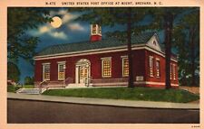 Postcard NC Brevard US Post Office by Night Linen Unposted Vintage PC J8711 picture