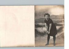Postcard RPPC Lady in Swimsuit Stage Photo AZO Square Stamp Box c1927-1940s picture