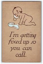 Raymond Howe Cute Baby Toddler Putting Powder Arts Craft Antique Postcard picture