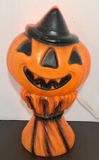 Vintage 1969 Empire Pumpkin w/ Witch Hat on Hay Halloween Blow Mold WITH LIGHT picture