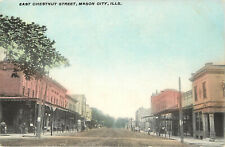 Hand Colored Postcard East Chestnut Street Mason City IL picture