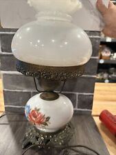 Vintage Gone with the Wind Fenton Style Milk Glass Hurricane Table Lamp picture