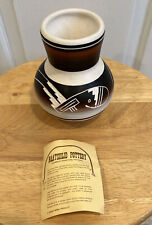 VTG Native American Navajo Naatsilid Pottery Vase Signed w/ Card 4.75