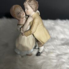 Vtg Porcelain Dancing Couple Figurine Hand Painted Colonial Girl & Boy Japan picture