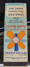  Rare Vintage Matchbook Cover B4 Morenci Michigan Farmcraft Seed Corn Indiana picture
