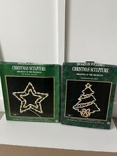 VTG Christmas Sculpture Light Up Silhouette Of Tree And Star. picture
