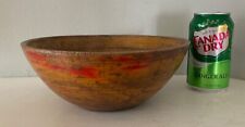 Antique Scandinavian American ? red wood mixing serving bowl primitive painted picture