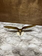 Vintage MCM Solid Brass Bird in Flight on Marble Base Gatco picture