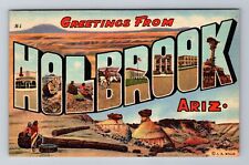 Holbrook AZ-Arizona, LARGE LETTER Greetings, Antique Vintage c1955 Postcard picture