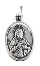 Vintage Catholic Sacred Heart Jesus & Virgo Carmeli Religious Medal Italy picture