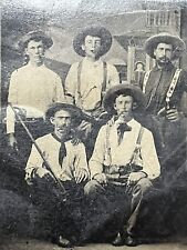 Rare 1870s Tintype Photo Armed Wild West Cowboy Guns Cigars Texas Rangers picture