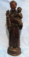ATQ 19th C. LARGE Hand Carved Wood Statue of St. Anthony with Baby Jesus 24.5