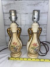 Lamps, Pair Of Two.  VTG Floral,  Gold & Beige   picture
