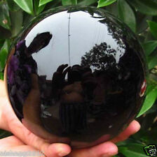 200mm Huge Asian Quartz Black Magic Crystal Cut Healing Ball Sphere +Wood Stand picture