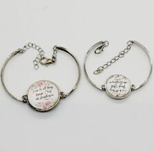 I Can Do All Things Through Christ Bracelet Set of 2 Floral Disc Pendant picture