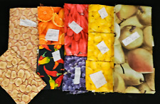 Vintage Fabric Remnants 1980-90s Fruit Food Sewing Crafts Quilting 1 1/2 Lbs picture