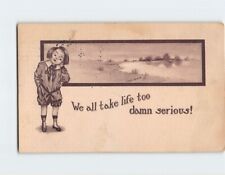 Postcard We all take life too damn serious, with Girl Art Print picture