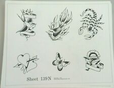 VTG 1978 Spaulding & Rogers Tattoo Flash Sheet 139N Scorpion Birds Hearts Flower picture