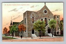 Argentine KS-Kansas, St John's Catholic Church, Antique Vintage Postcard picture