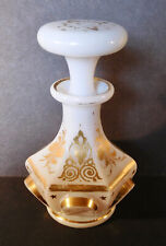 Antique Baccarat French White Opaline Glass Perfume Bottle, Intricately Gilded picture
