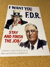 Uncle Sam FDR Franklin D Roosevelt 1936 Campaign Poster Election Sign 12x18 picture