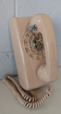 BELL SYSTEM VINTAGE BEIGE WALL MOUNT ROTARY DIAL PHONE TELEPHONE picture