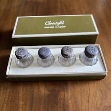 Vintage Christofle Argent Massif Sterling Cap Mini Crystal Salt Shakers, Set #3 picture