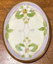 Antique Oval Jul. H. Brrauer Hand Paint Clematis Trinket Ring 5” Dish  picture