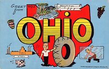 1957 Ohio OH Greetings From Larger Not Large Letter 16373-C.M.24 Linen Postcard picture