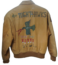 WWII Style A-2 Leather Bomber Jacket Hand Painted Nose Art 80s Repro Gitano picture