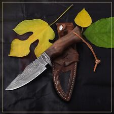Custom Handmade Damascus Steel Bowie Hunting Knife Rose Wood Handle and Sheaths picture