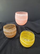 3 VTG MCM Colour Craft Shat-R-Pruf Roly Poly glasses Yellow ,  Cranberry & Topaz picture