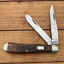Vintage Schrade NY 293 Trapper 2 Bladed Pocket Knife Jigged Delrin USA picture