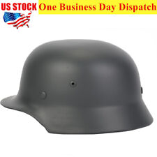 WWII German Wh Army M35 Steel Helmet W/ Leather Combat Helmet Grey WW2 picture